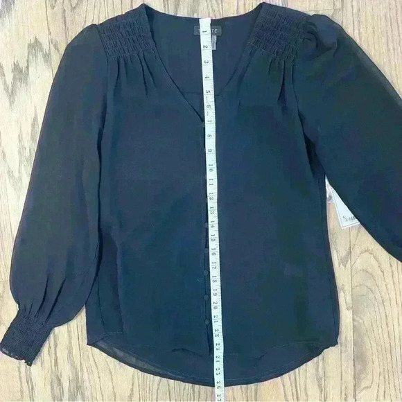 NWT 1. State Women’s Smocked Detail Button Up Blouse in Black Size X-Small - Picture 9 of 12